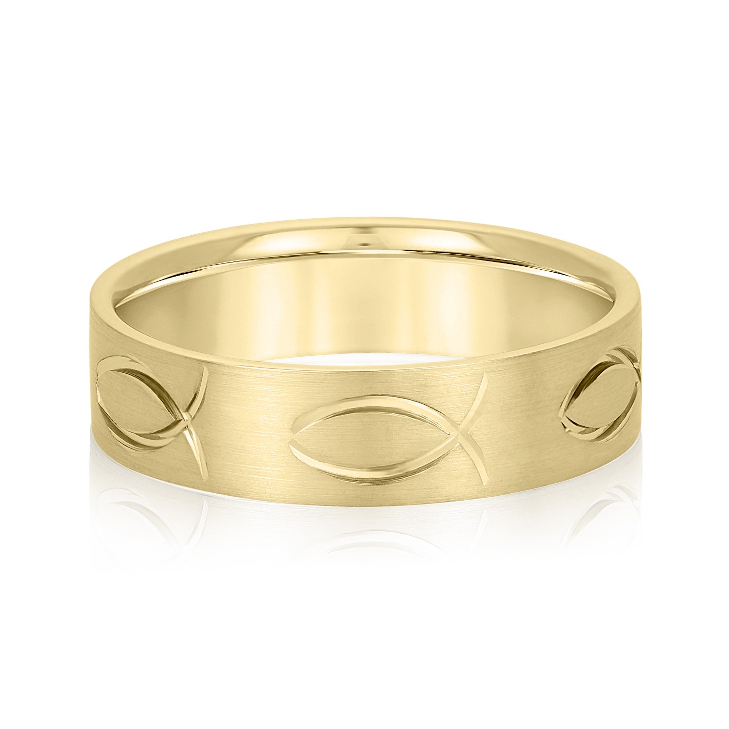  Mens Jesus Fish Symbol Band Light 5MM Unknown Friendly Weight 10K yellow, white or rose gold - view 3