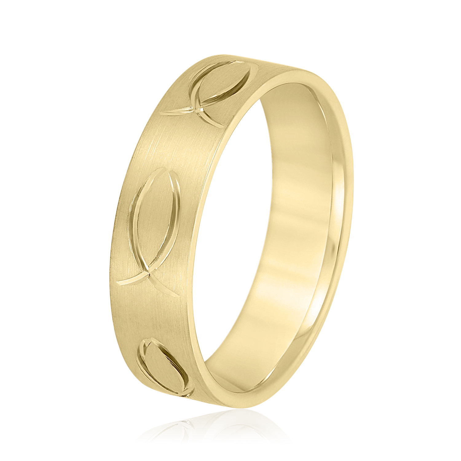  Mens Jesus Fish Symbol Band Light 5MM Unknown Friendly Weight 10K yellow, white or rose gold - view 4