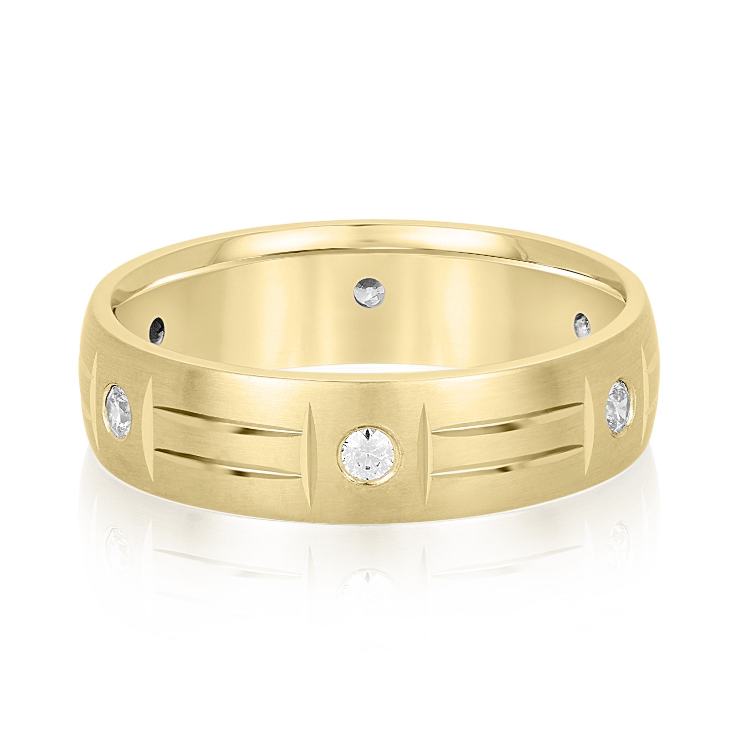  Mens Round Bezel Diamond Accented Band 1/4 Carat Total Weight   (Lab-Created) 0.24 C.T.W 10K yellow, white or rose gold - view 3