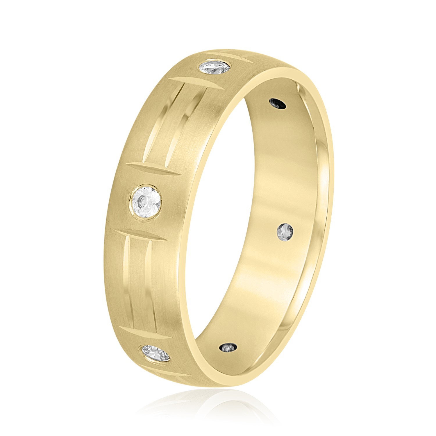  Mens Round Bezel Diamond Accented Band 1/4 Carat Total Weight   (Lab-Created) 0.24 C.T.W 10K yellow, white or rose gold - view 4