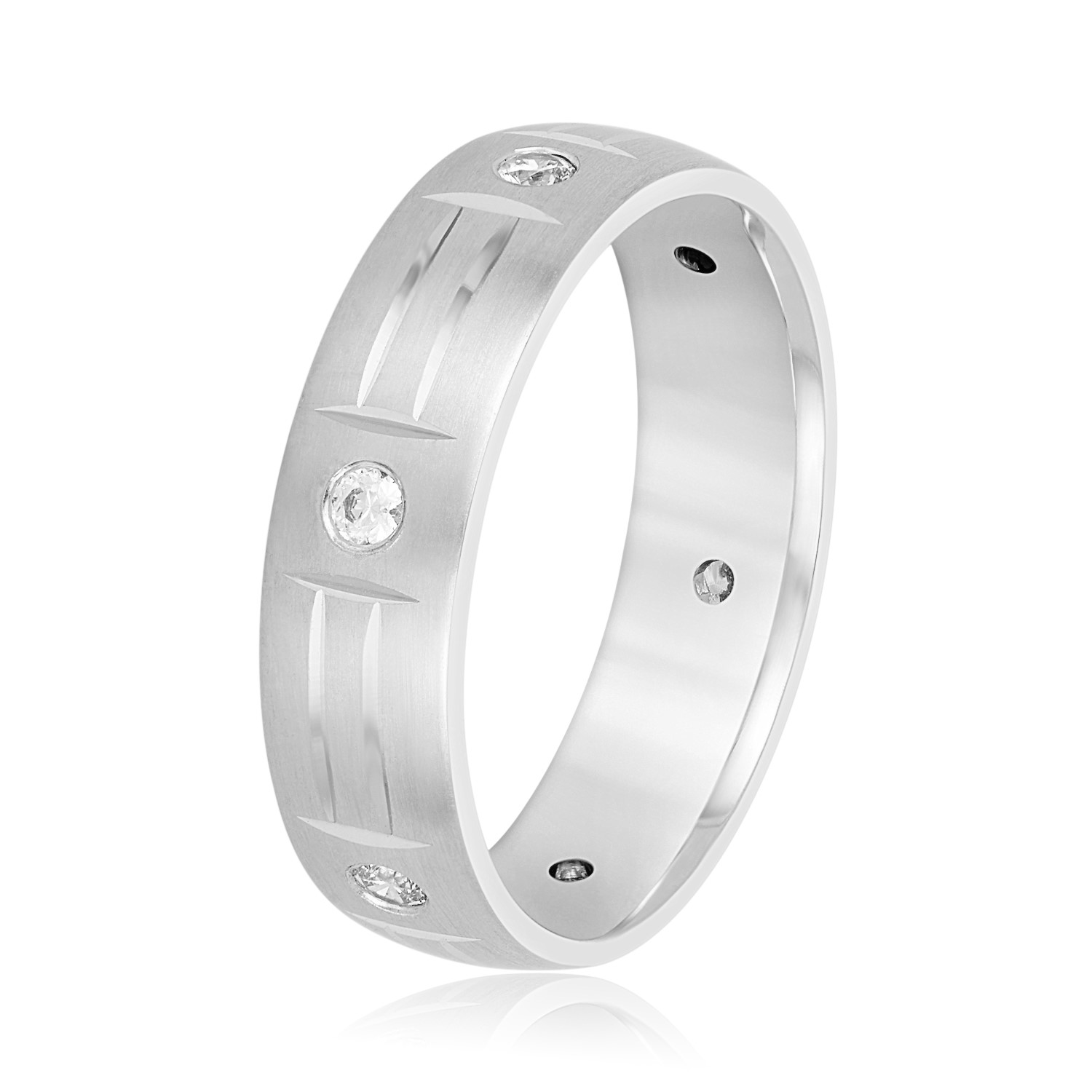 Mens Round Bezel Diamond Accented Band 1/4 Carat Total Weight   (Lab-Created) 0.24 C.T.W 10K yellow, white or rose gold - view 2