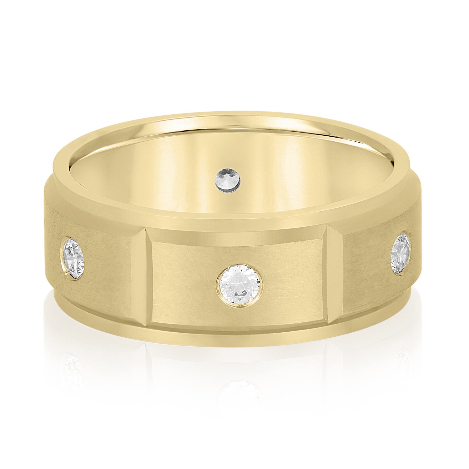  Mens Diamond Bezel Wedding Band 3/8 Carat Total Weight   (Lab-Created) 0.42 C.T.W 10K yellow, white or rose gold - view 3