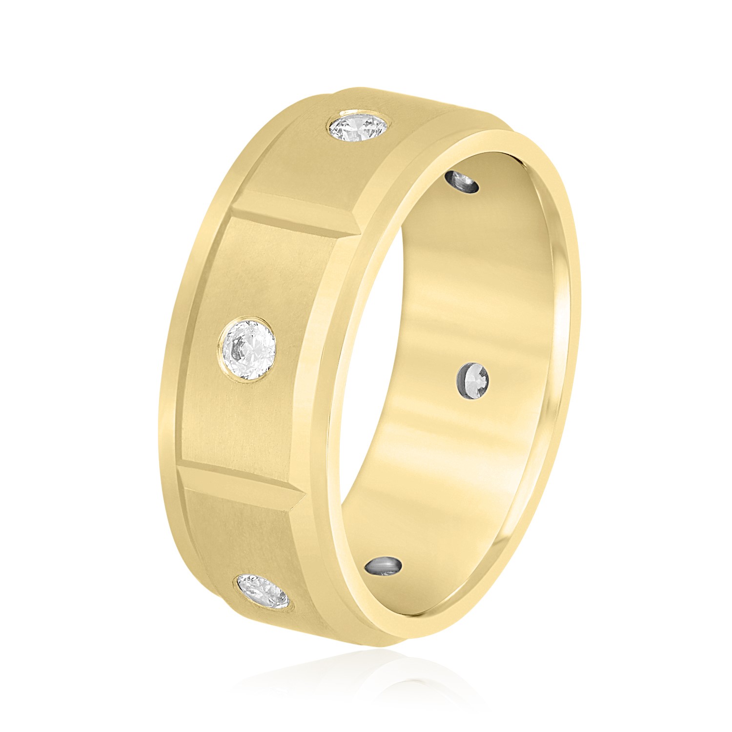  Mens Diamond Bezel Wedding Band 3/8 Carat Total Weight   (Lab-Created) 0.42 C.T.W 10K yellow, white or rose gold - view 4