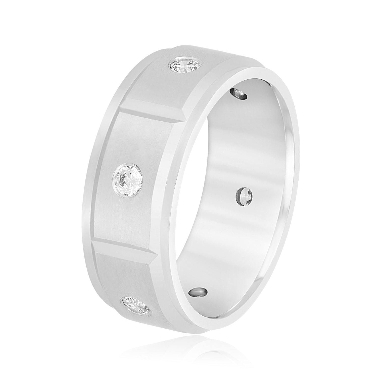  Mens Diamond Bezel Wedding Band 3/8 Carat Total Weight   (Lab-Created) 0.42 C.T.W 10K yellow, white or rose gold - view 2