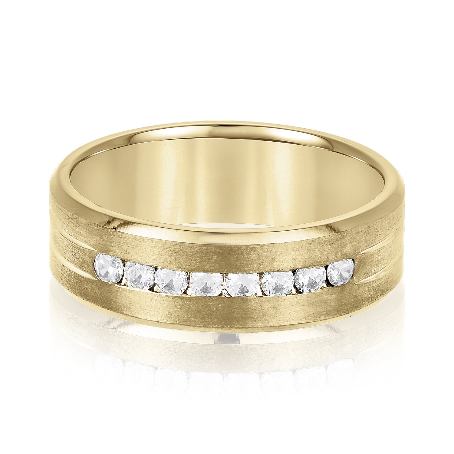  Mens Channel Set Diamond Wedding Band 1/3 Carat Total Weight   (Lab-Created) 0.32 C.T.W 10K yellow, white or rose gold - view 3