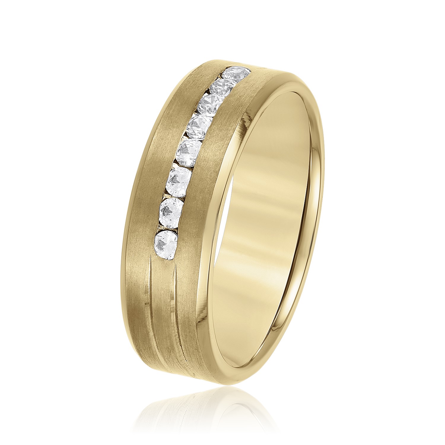  Mens Channel Set Diamond Wedding Band 1/3 Carat Total Weight   (Lab-Created) 0.32 C.T.W 10K yellow, white or rose gold - view 4