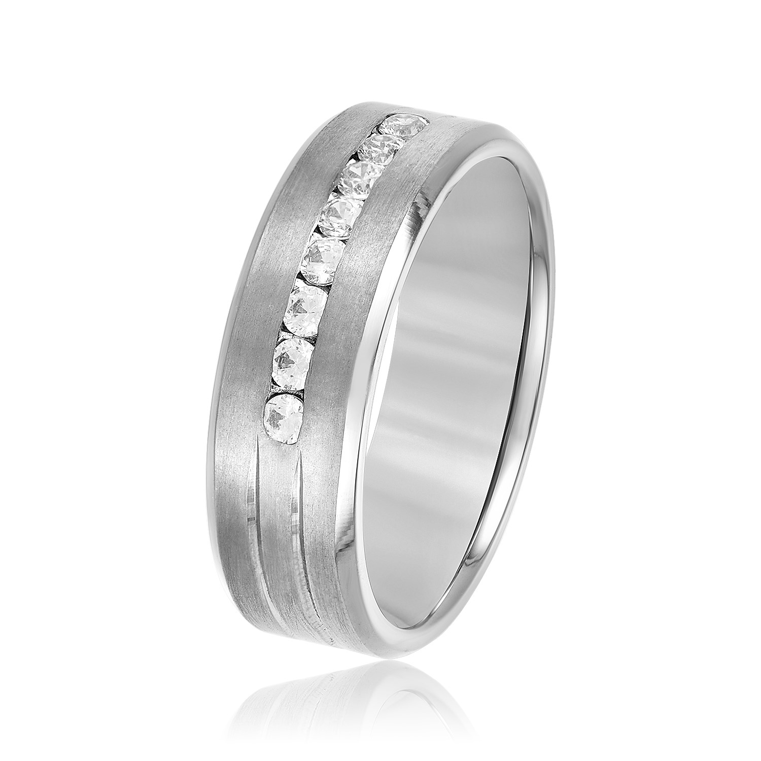  Mens Channel Set Diamond Wedding Band 1/3 Carat Total Weight   (Lab-Created) 0.32 C.T.W 10K yellow, white or rose gold - view 2