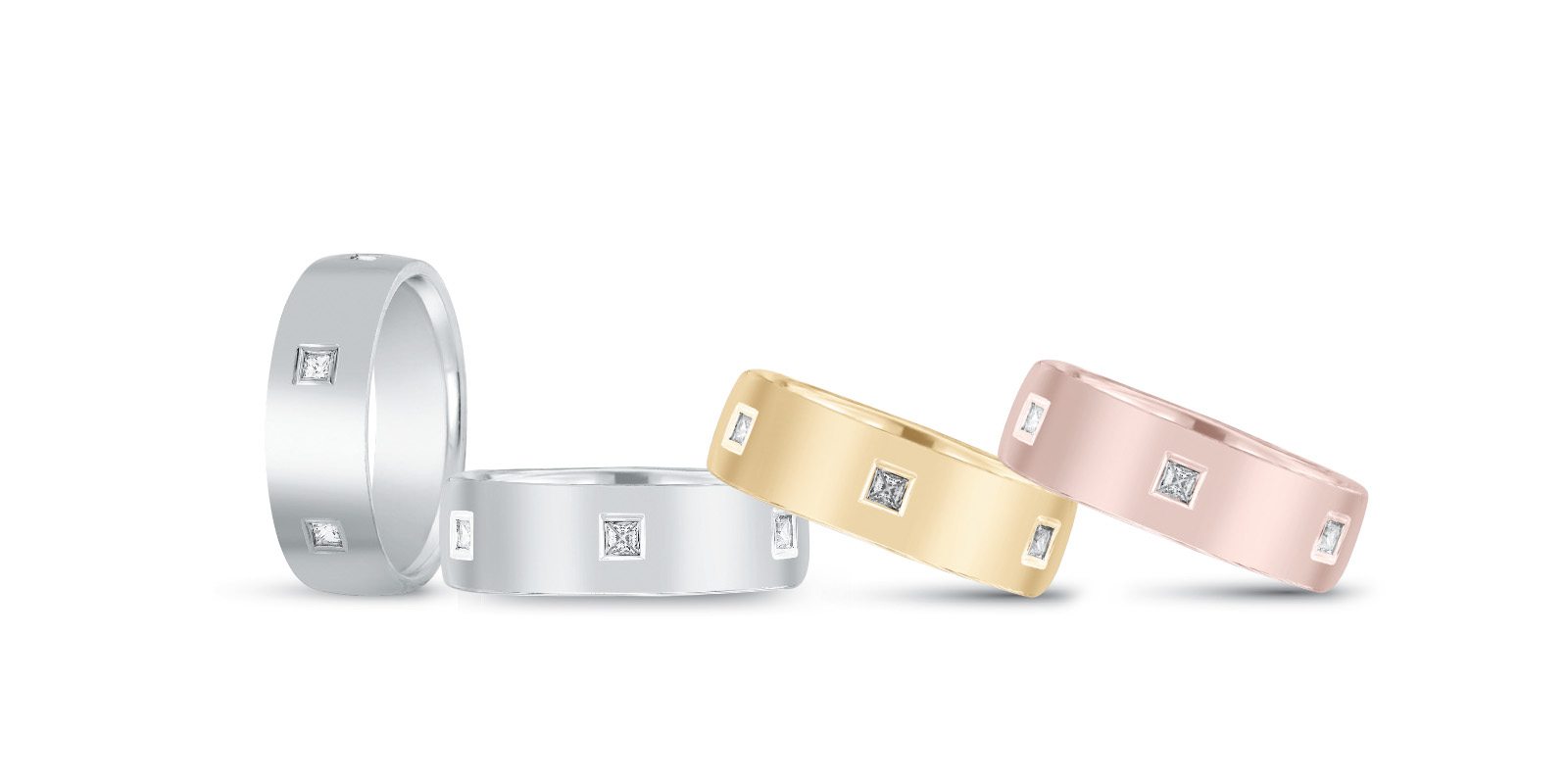 Mens Diamond Princess Cut Wedding Band | USA Jewels