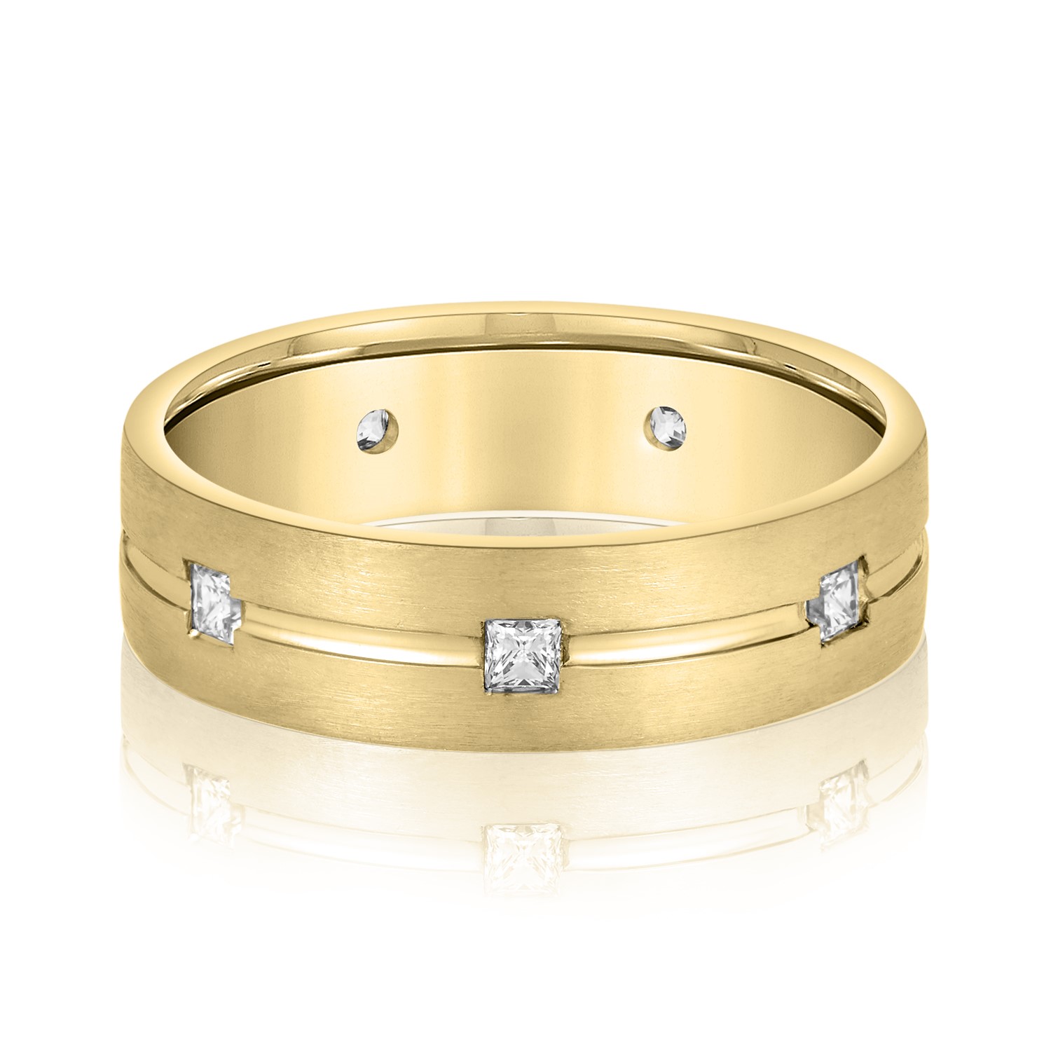  Mens Princess Cut Diamond Wedding Band 1/2 Carat Total Weight   (Lab-Created) 0.53 C.T.W 10K yellow, white or rose gold - view 3
