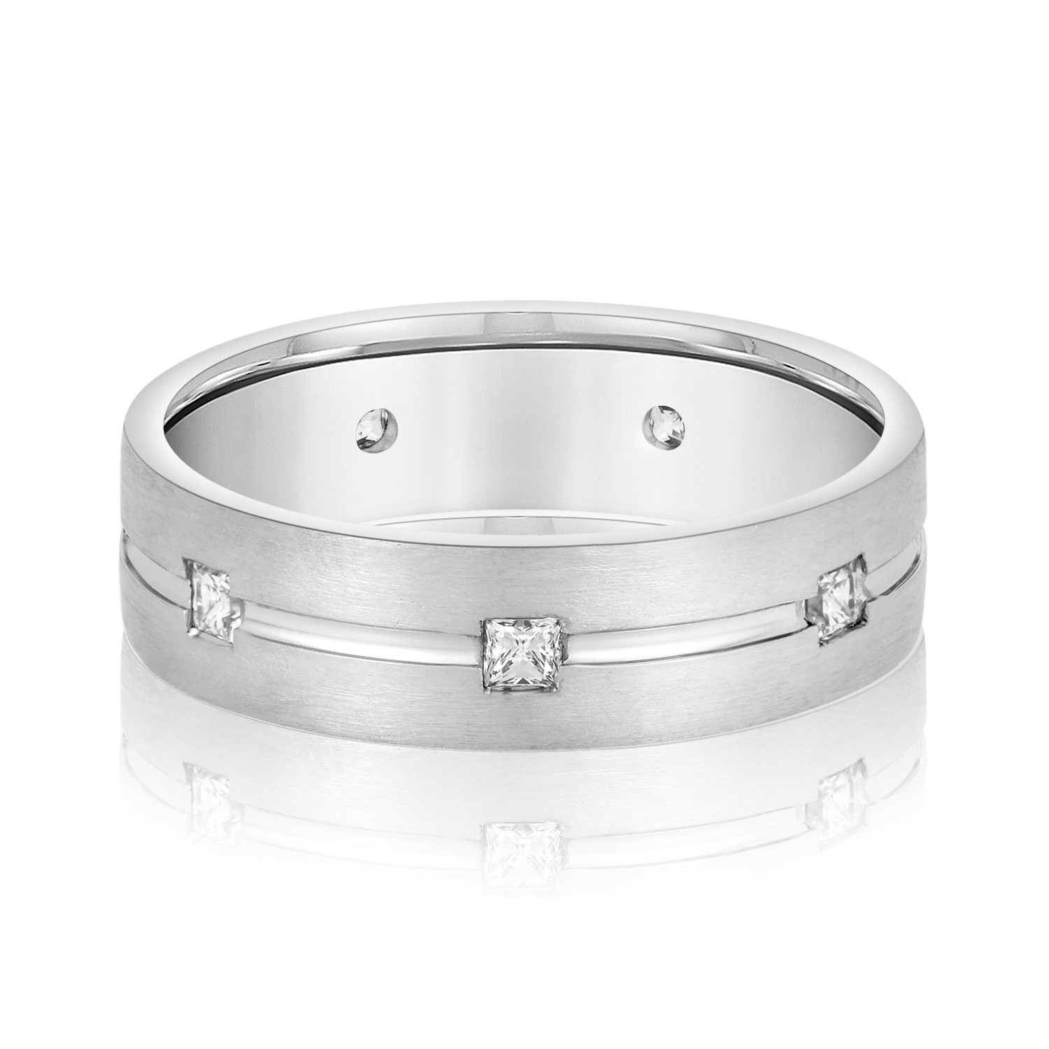 Mens Princess Cut Diamond Wedding Band | USA Jewels