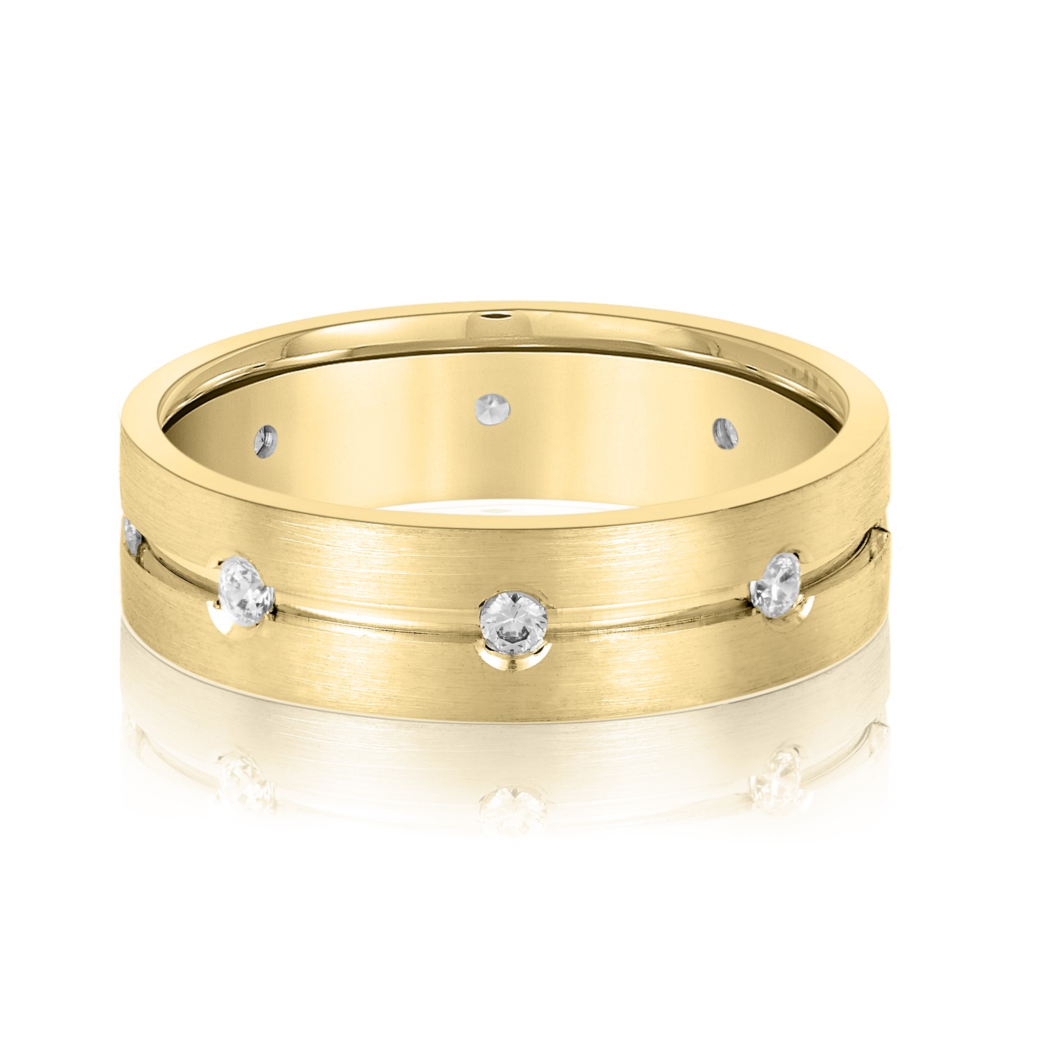  Mens Bezel Set Diamond Wedding Band 1/4 Carat Total Weight   (Lab-Created) 0.24 C.T.W 10K yellow, white or rose gold - view 3