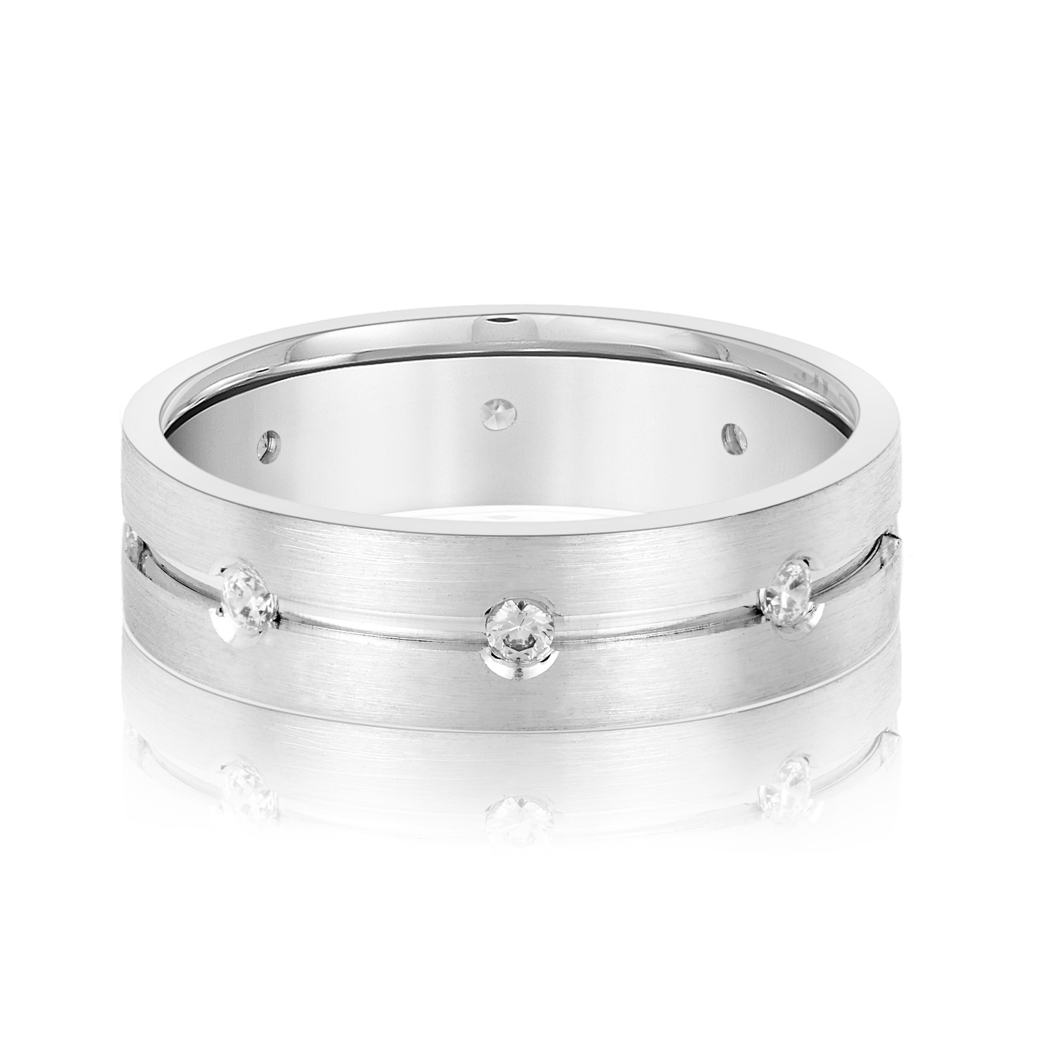 Mens Bezel Set Diamond Wedding Band