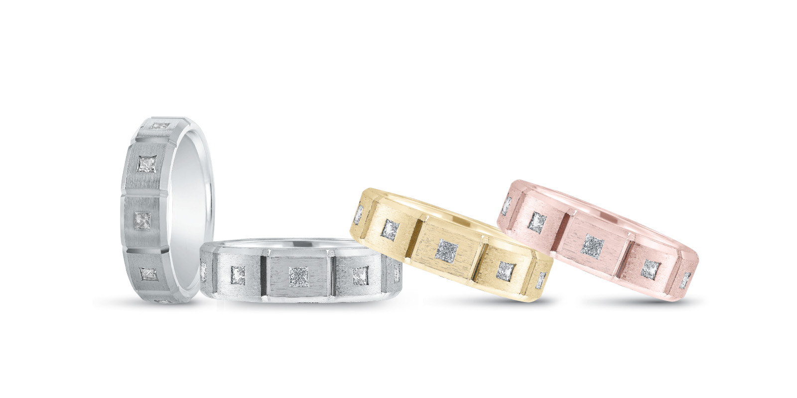 Mens Princess Cut Diamond Wedding Band | USA Jewels