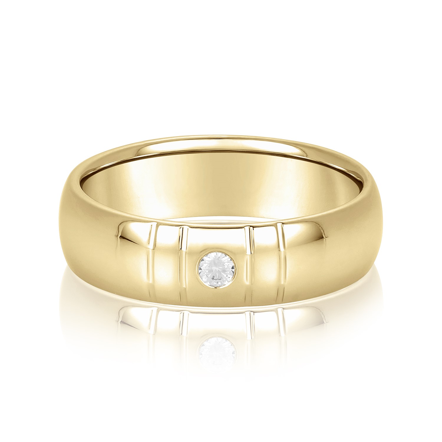  Mens Single Diamond Bezel Anniversary Band 1/10 Carat Total Weight   (Lab-Created) 0.07 C.T.W 10K yellow, white or rose gold - view 3
