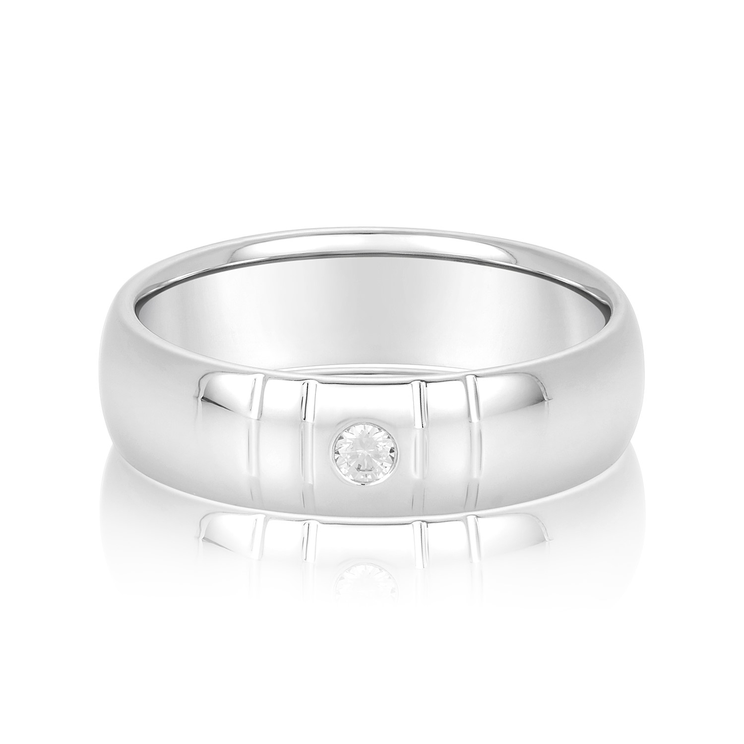 Mens Single Diamond Bezel Anniversary Band | USA Jewels