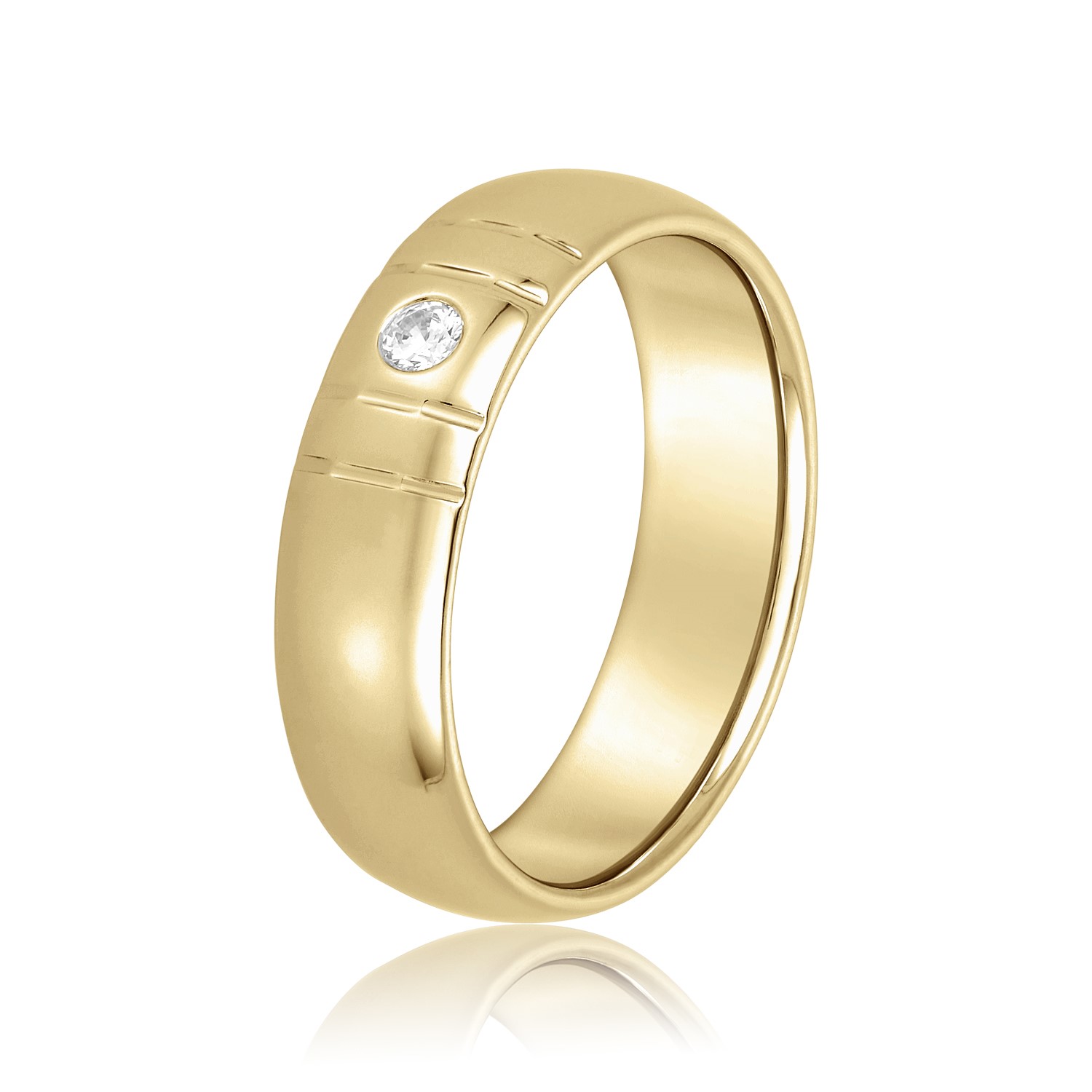  Mens Single Diamond Bezel Anniversary Band 1/10 Carat Total Weight   (Lab-Created) 0.07 C.T.W 10K yellow, white or rose gold - view 4