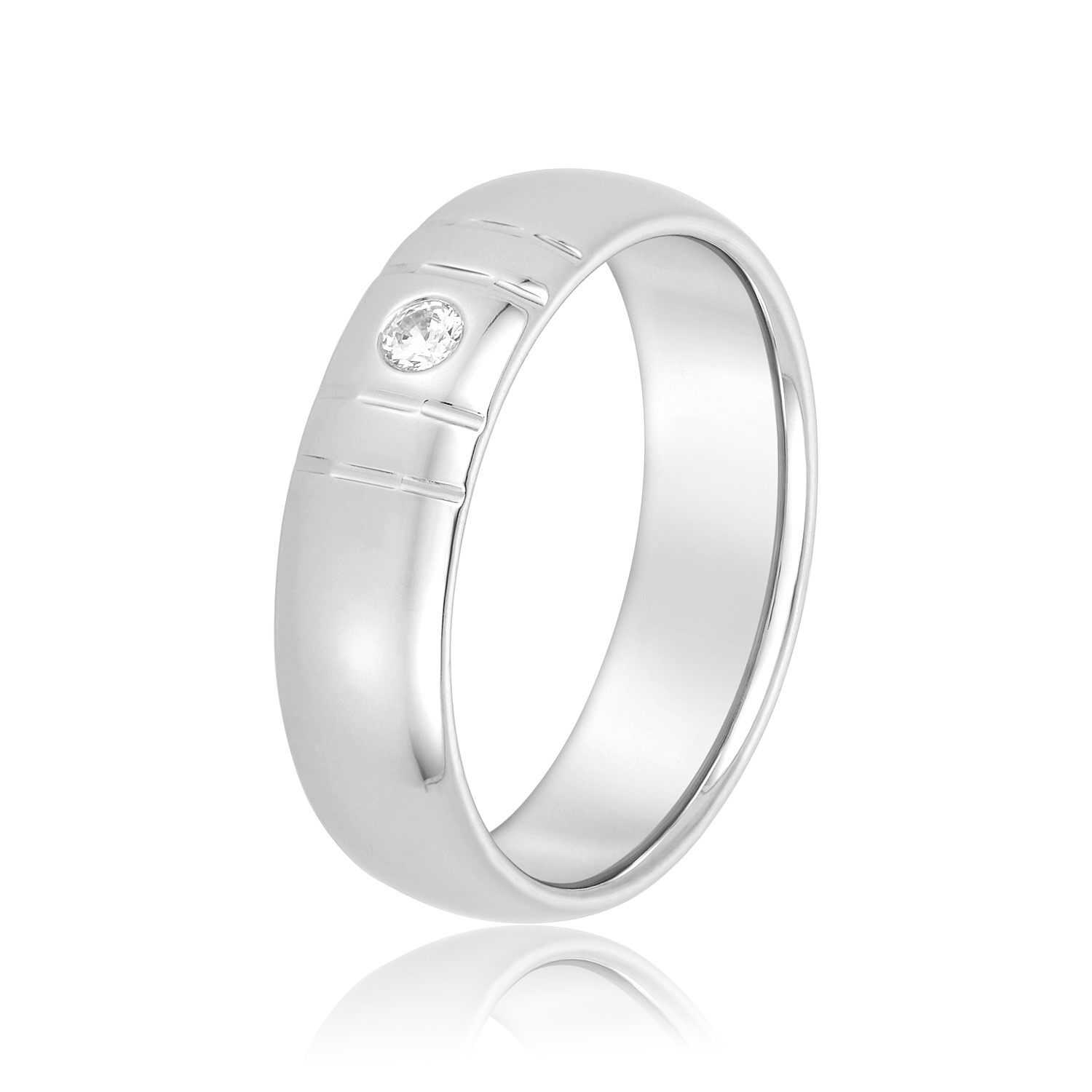  Mens Single Diamond Bezel Anniversary Band 1/10 Carat Total Weight   (Lab-Created) 0.07 C.T.W 10K yellow, white or rose gold - view 2
