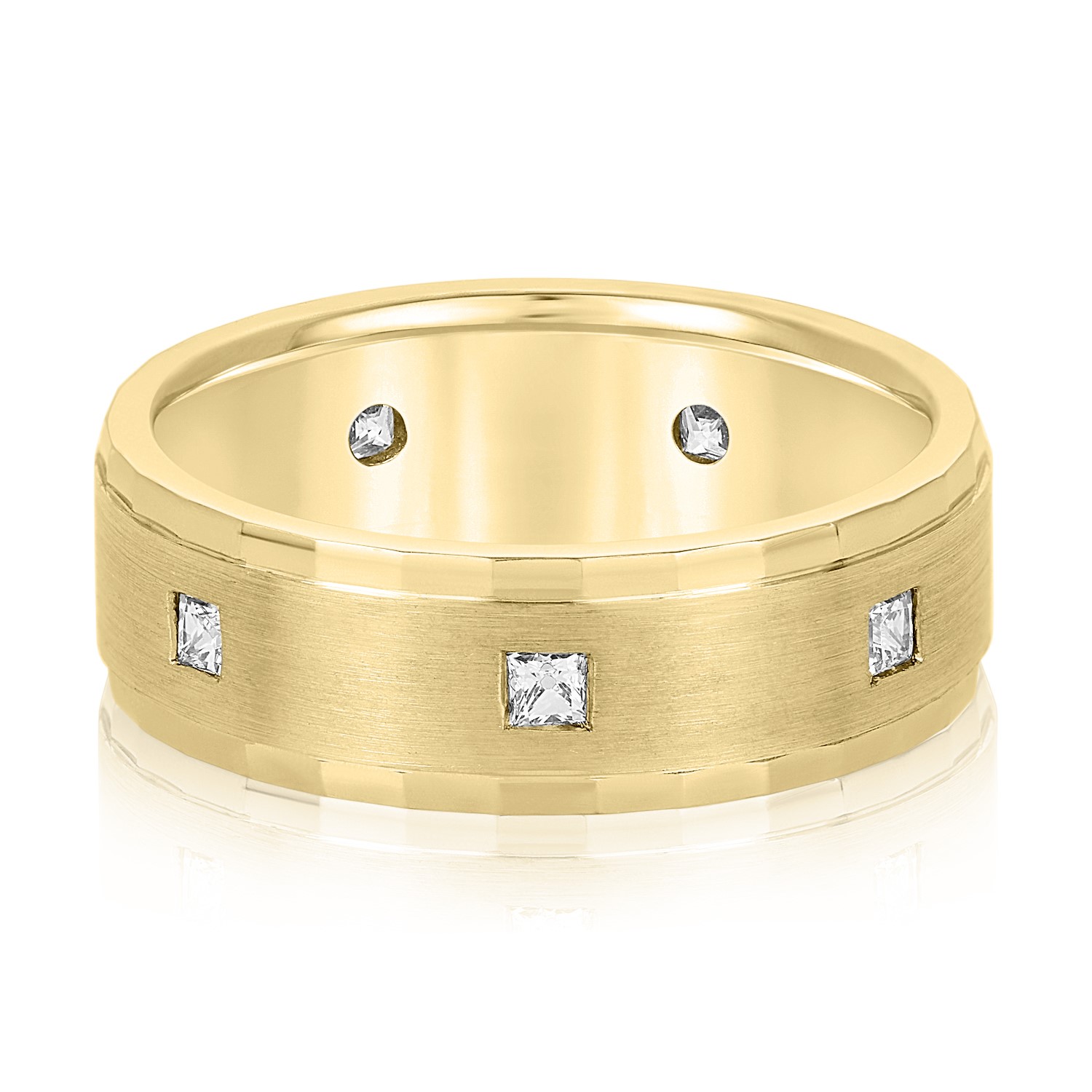  Mens Princess Cut Diamond Wedding Band 1/2 Carat Total Weight   (Lab-Created) 0.53 C.T.W 10K yellow, white or rose gold - view 3