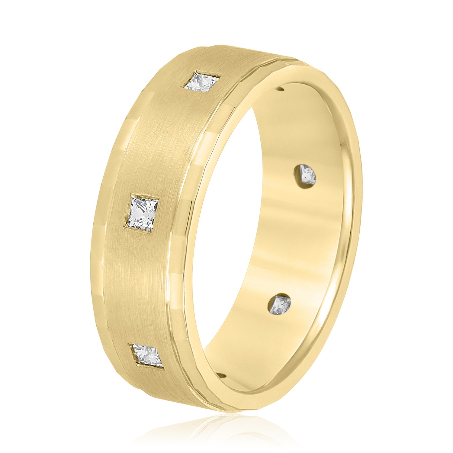  Mens Princess Cut Diamond Wedding Band 1/2 Carat Total Weight   (Lab-Created) 0.53 C.T.W 10K yellow, white or rose gold - view 4