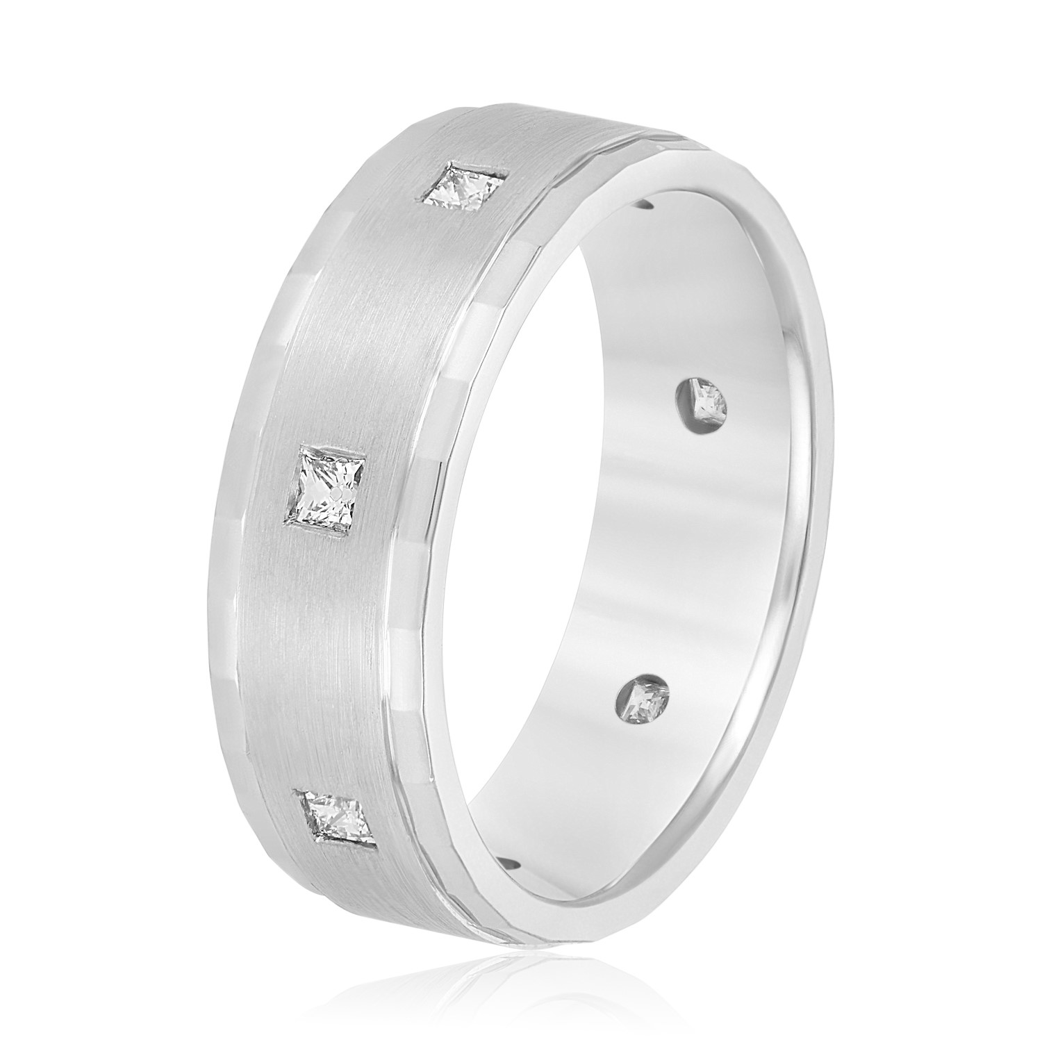  Mens Princess Cut Diamond Wedding Band 1/2 Carat Total Weight   (Lab-Created) 0.53 C.T.W 10K yellow, white or rose gold - view 2