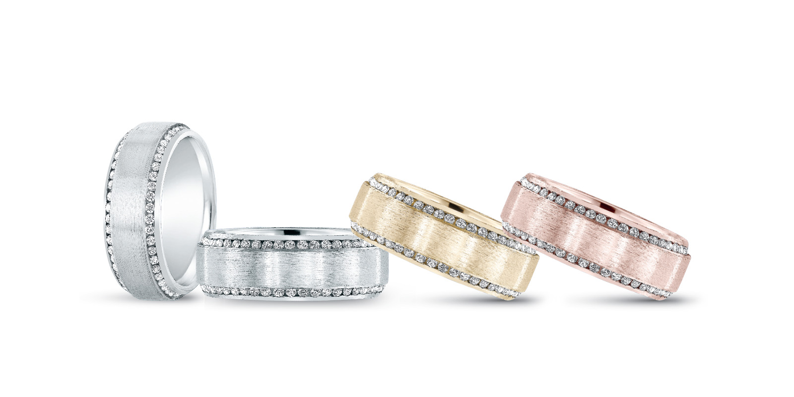 Mens Double Row Diamond Band | USA Jewels
