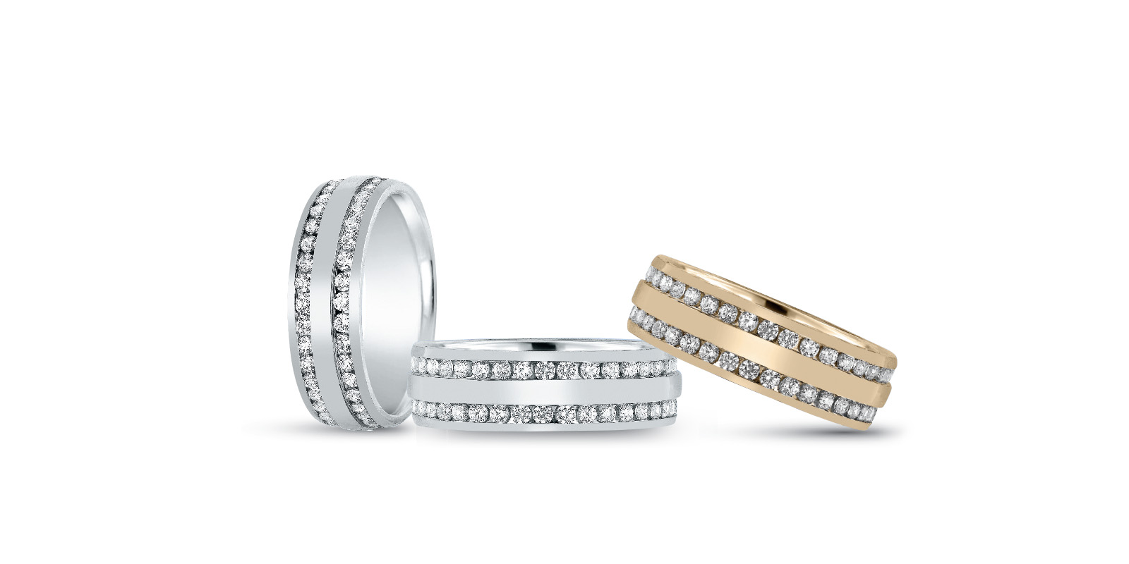 Mens Double Diamond Row Anniversary Band