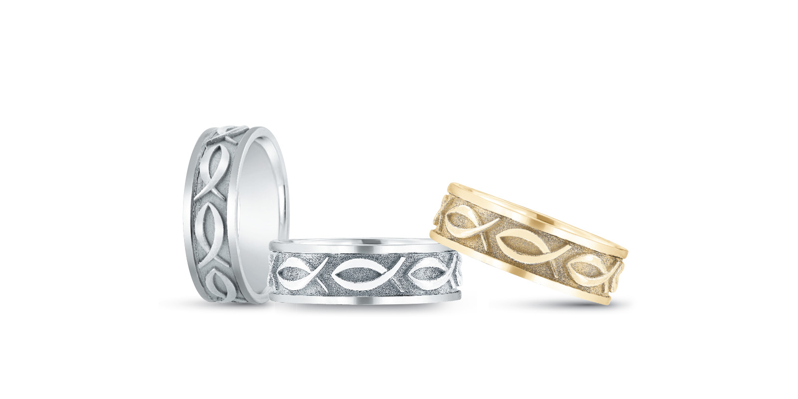 Mens Faith Fish Accent Wedding Band | USA Jewels