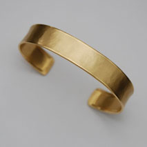 14K Yellow Gold Hammered Cuff Bangle, 12.0mm, Satin