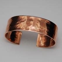 14K Rose Gold Hammered Cuff Bangle 19.0mm, Shiny