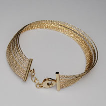 14K Yellow Gold Sparkle Bangle, 14 Row With Clasp