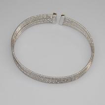 18K White Gold Sparkle Bangle Bracelet 7 Row