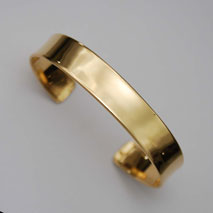 18K Yellow Gold Shiny Cuff Bangle Bracelet 12.0mm