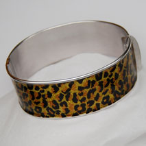 Sterling Silver Leopard Sparkle 20mm Hinged Bangle