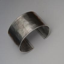 Sterling Silver Hammered Satin Cuff Bracelet, 37.0mm