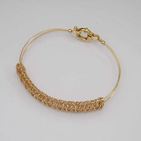 7-Inch 14K Yellow Gold Wrapped Wire Bangle