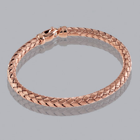 7-Inch 14K Rose Gold Braided Bangle 4.8mm