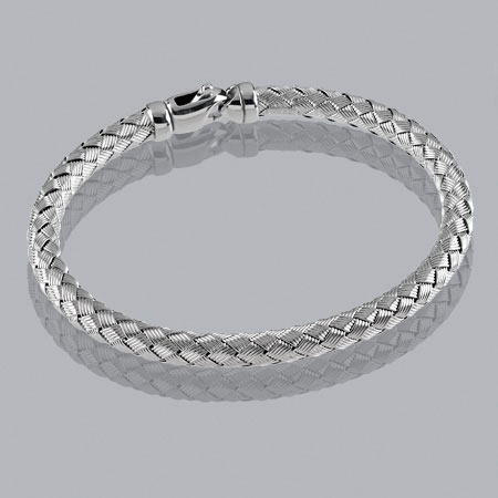 7-Inch 14K White Gold Braided Bangle 4.8mm