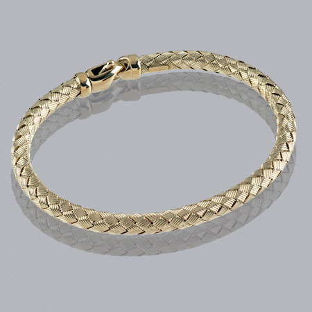 7-Inch 14K Yellow Gold Braided Bangle 4.8mm