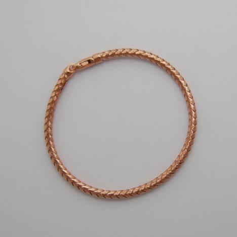 7-Inch 14K Rose Gold Braided Bangle 3.5mm