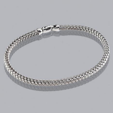 7-Inch 14K White Gold Braided Bangle 3.5mm