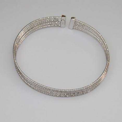 7-Inch 18K White Gold Sparkle Bangle Bracelet 7 Row