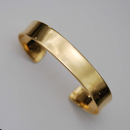 7-Inch 18K Yellow Gold Shiny Cuff Bangle Bracelet 12.0mm