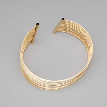 7-Inch 18K Yellow Gold Wire Cuff Bangle, 14 Row
