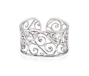 Sterling Silver 7 Inch Diamond Cuff Bracelet