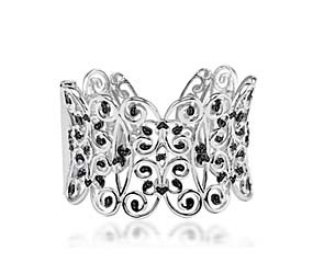 Sterling Silver Black Diamond Cuff Bracelet