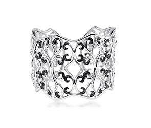 Sterling Silver Black Diamond Cuff Bracelet