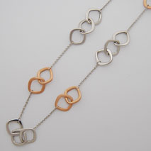 14k White Gold / Rose Gold Square Links and Cable