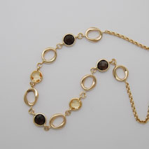 14K Yellow Gold Smoky Quartz & Citrine Link Bracelet