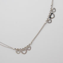 14K White Gold Double Rolo Bracelet w/ Hanging Hearts