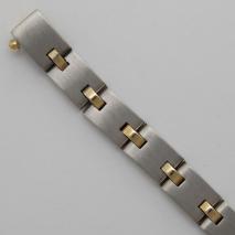 14K Yellow / White Satin Flat Link Bracelet